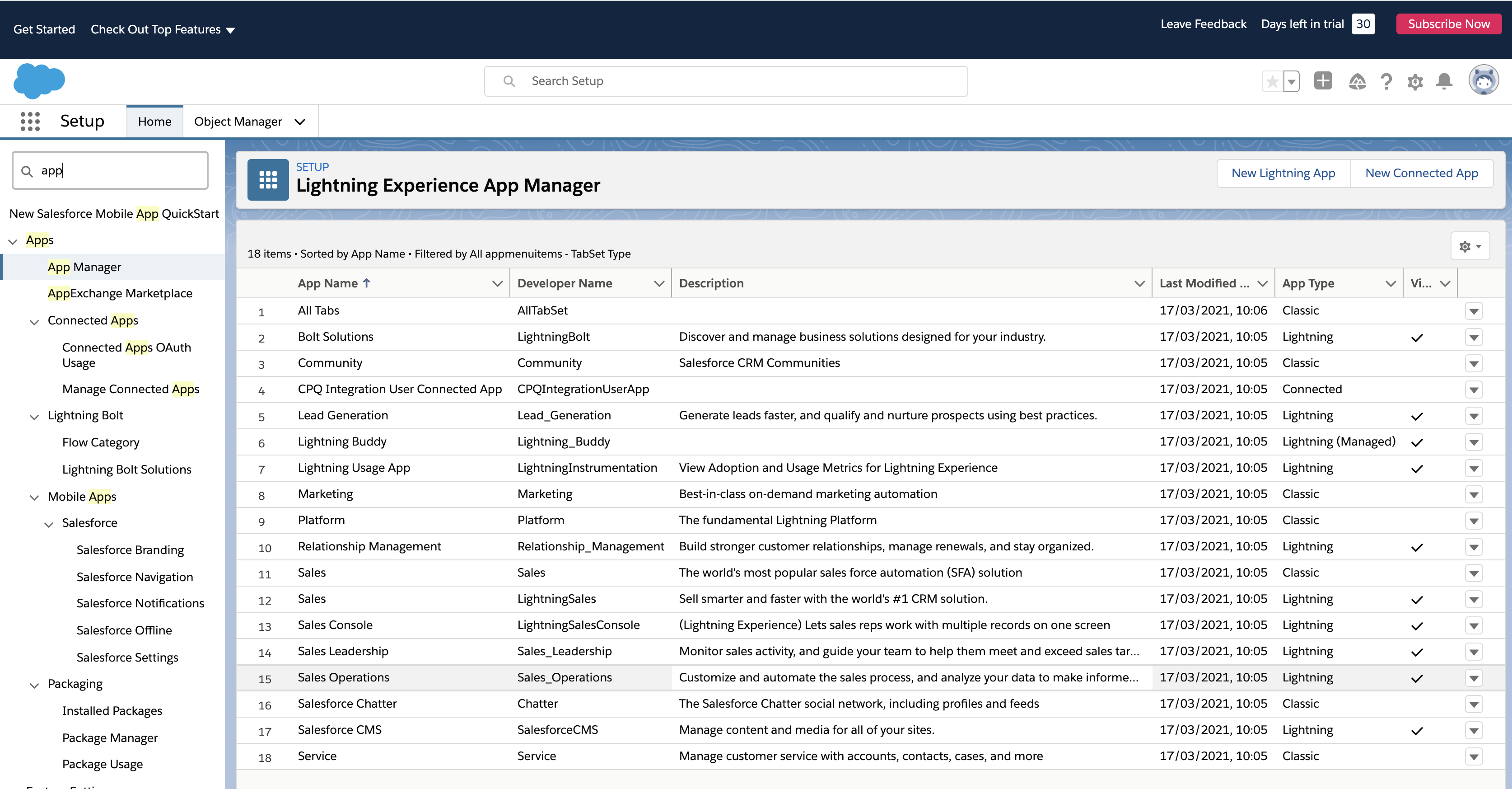 Salesforce App Manager