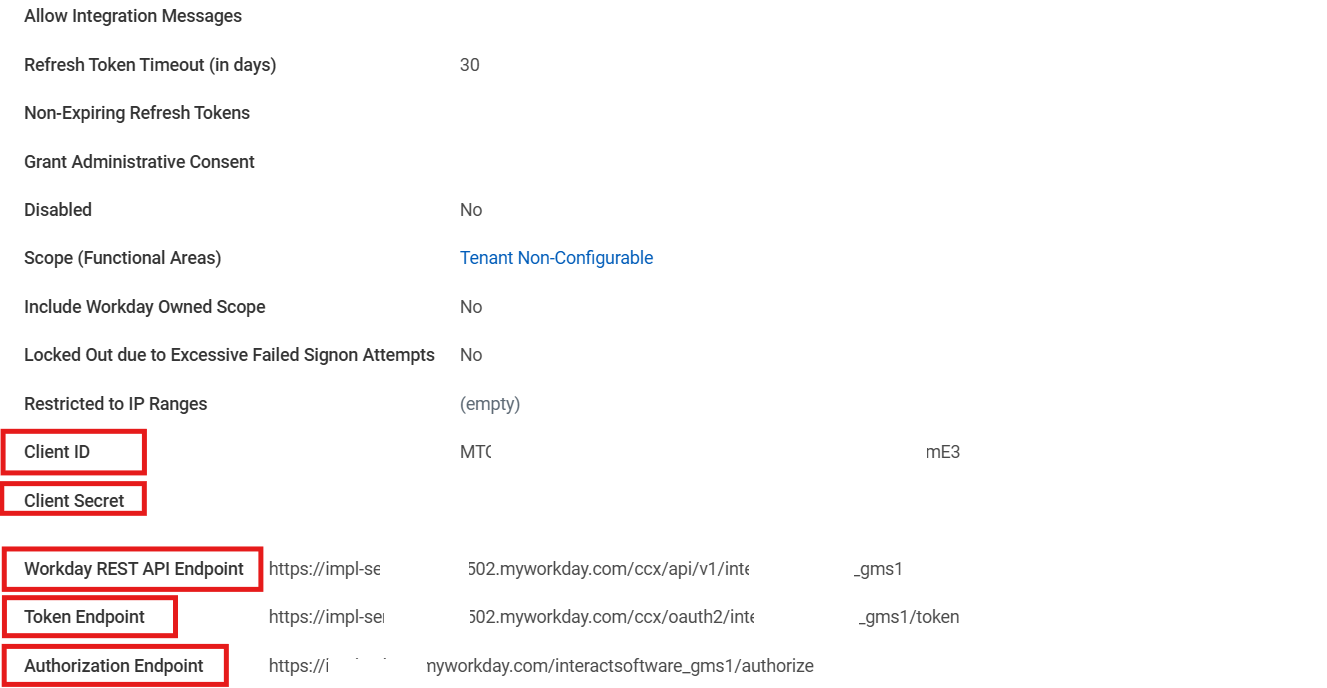 Workday API client summary