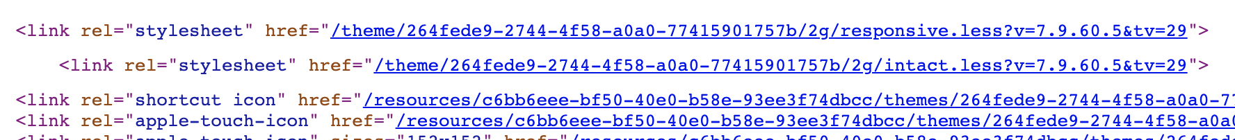 Viewing page source to find the intact.css file