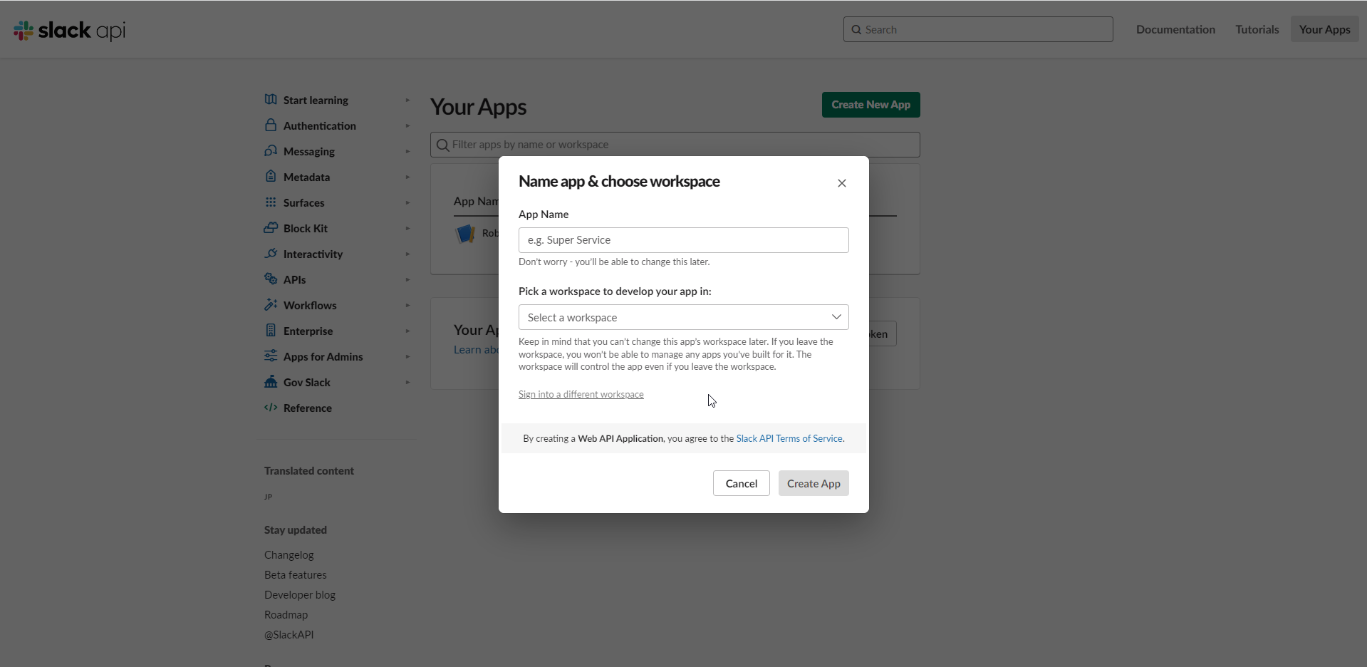 Creating a Slack app from scratch