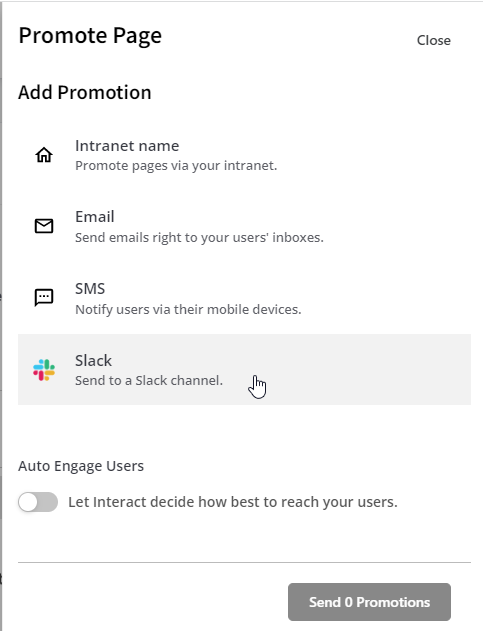 Promoted page in Slack