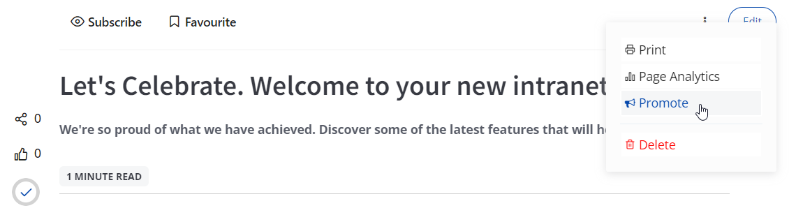 Promote dialog showing Teams