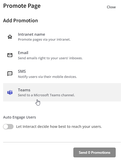Promoted page in Teams