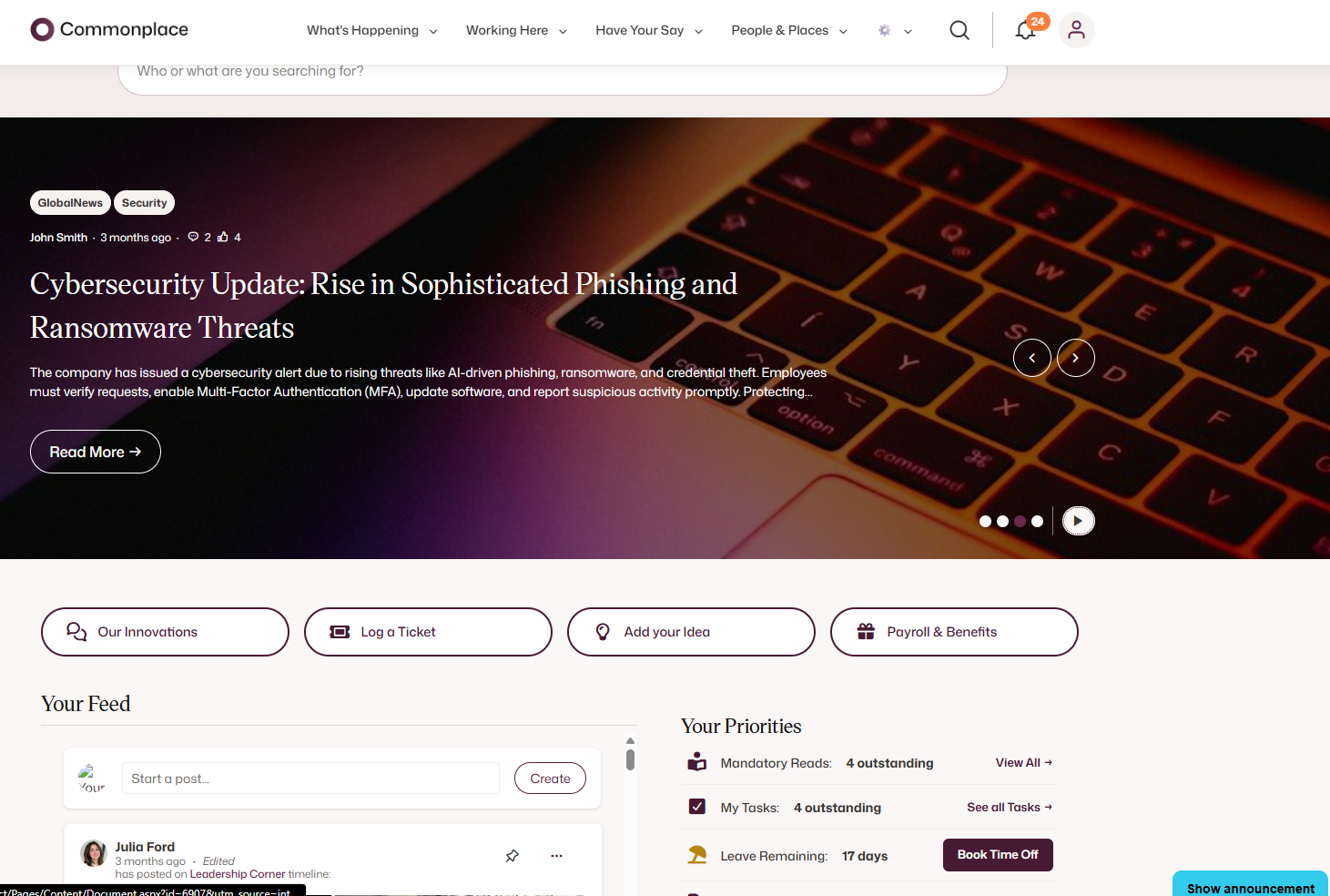 Custom button at the bottom of the page