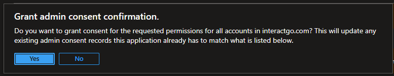 Confirming grant admin consent