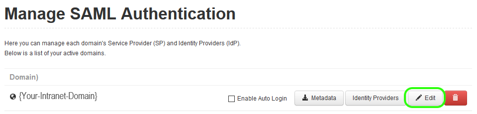 Edit button for the domain