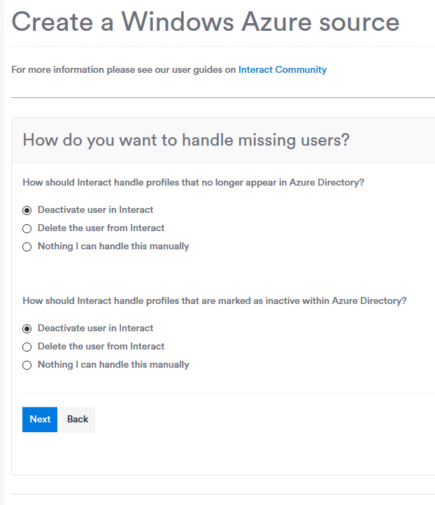 Missing user options
