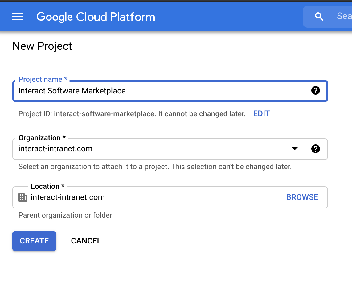 Creating a new Google Cloud project