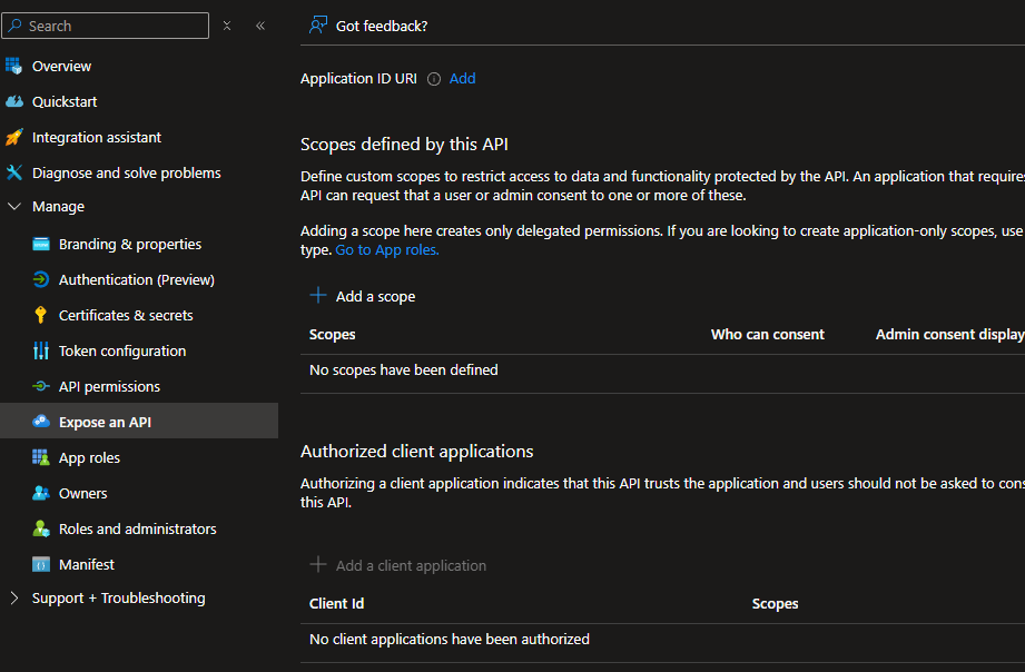 Set the Application ID URI