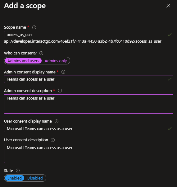 Add the access_as_user scope