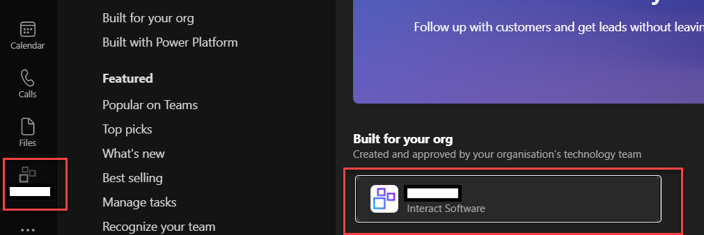 Interact running as a Teams app