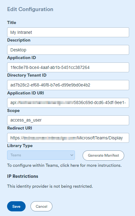 Teams MSAL configuration in Interact