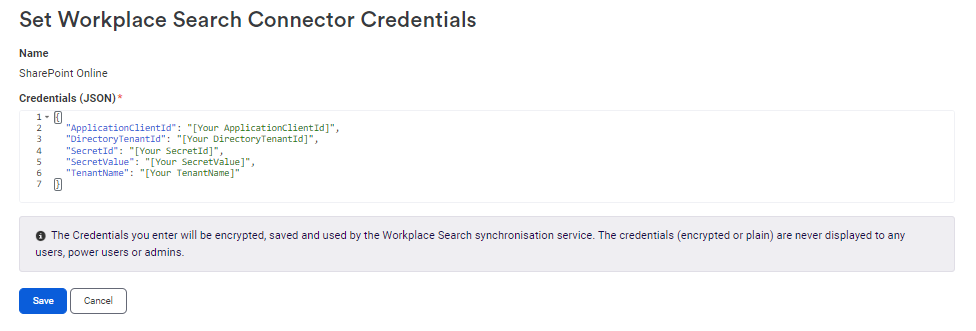 Empty credentials template form