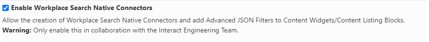 Enable Workplace Search Native Connectors application variable