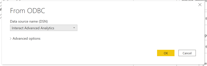 Select the ODBC data source name