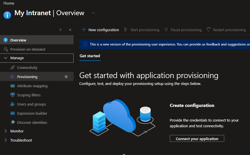 Provisioning screen with the Get Started button