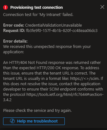 Unsuccessful connection notification