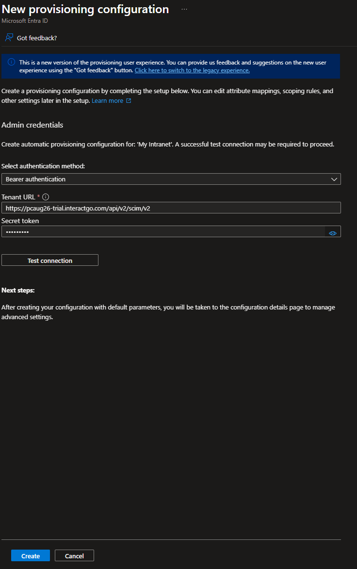 Save button after a successful connection test