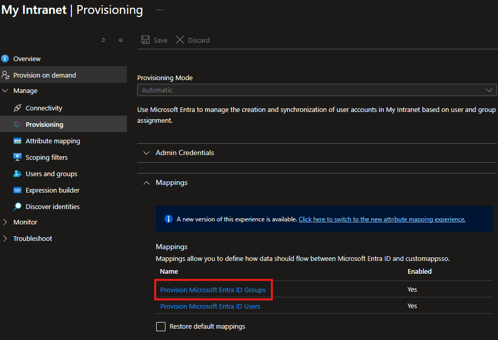 Provision Microsoft Entra ID Groups option