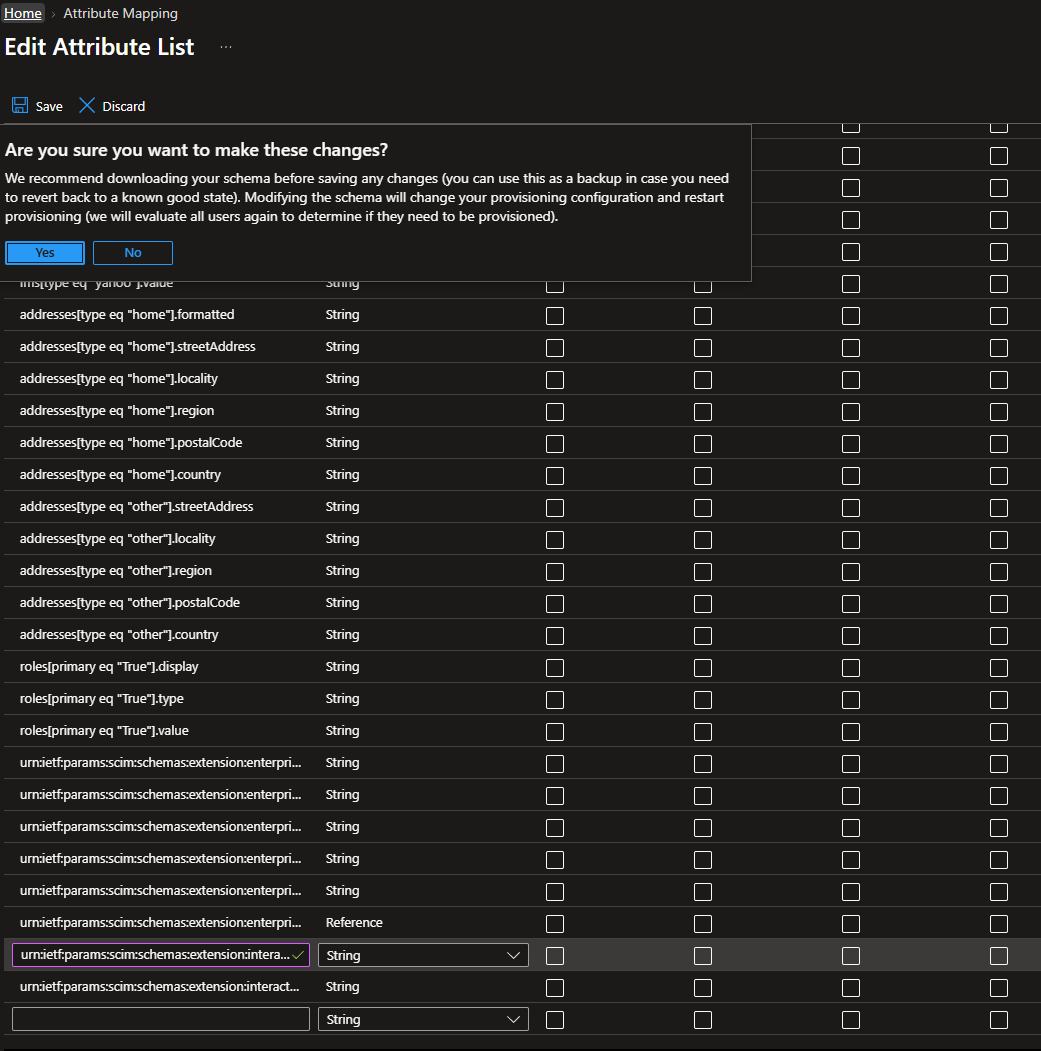 Adding the location and loginType attributes