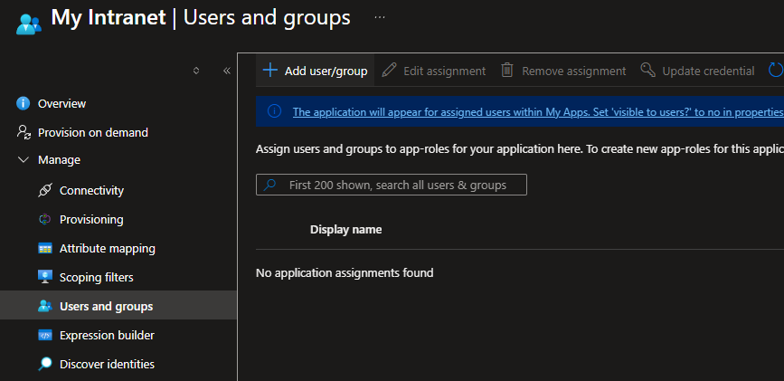 Users and Groups screen with Add user/group button