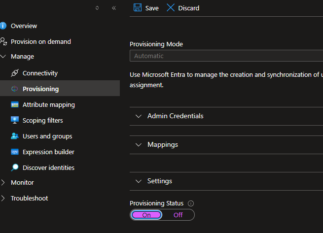 Start Provisioning button
