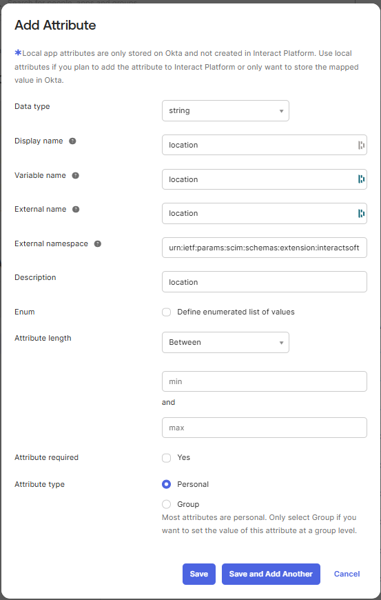 Location attribute configuration