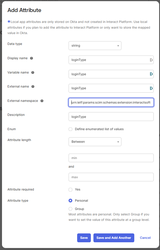 loginType attribute configuration