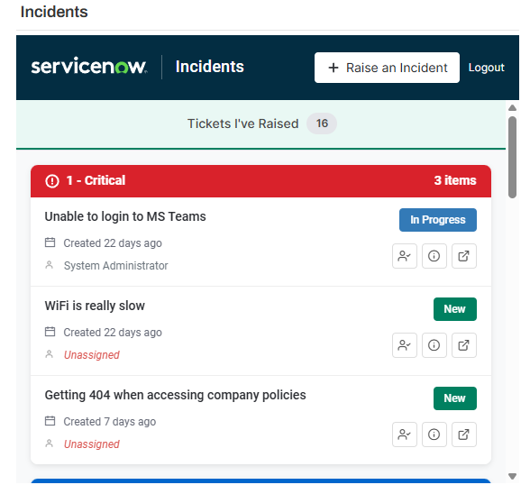 Incidents widget