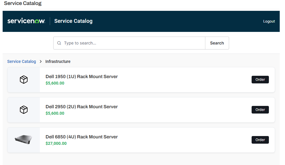 Service catalogue search