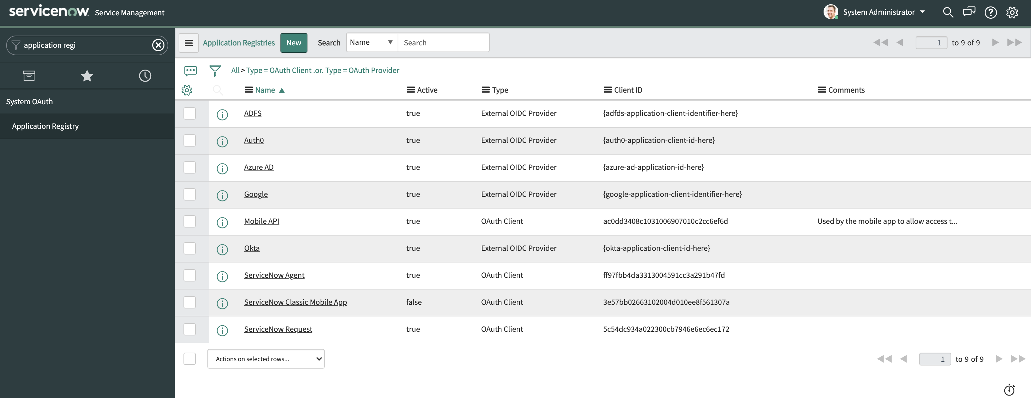 ServiceNow Application Registry with OAuth active
