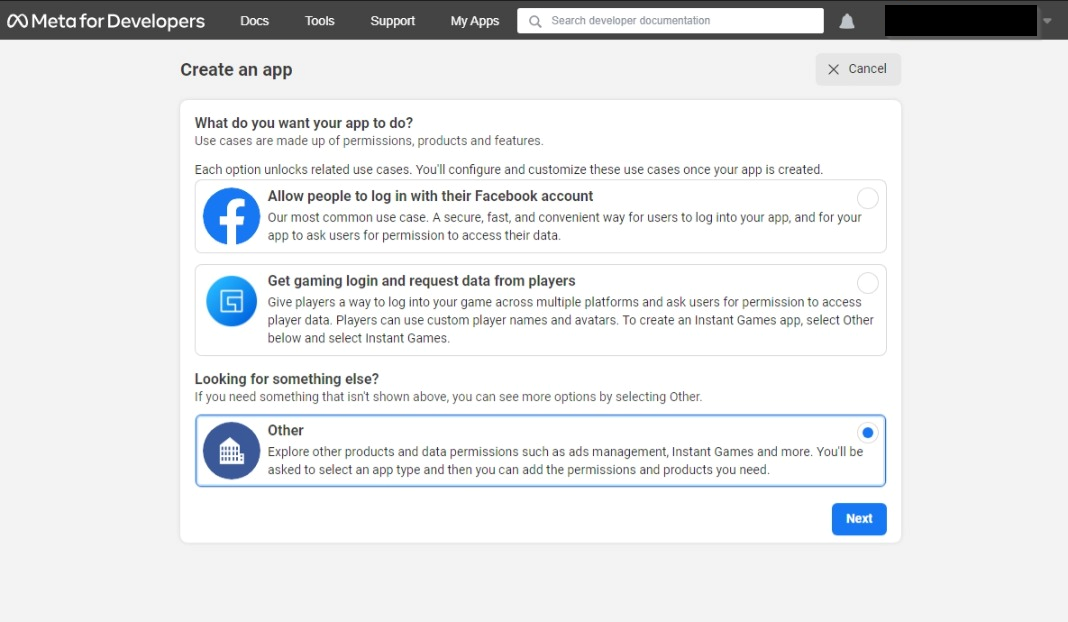 Choosing the Other app template