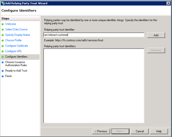 Add relying trust identifier