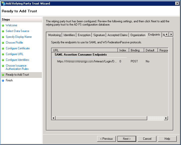 Endpoint binding set to POST