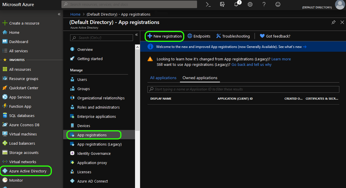 App registration in the Entra ID portal