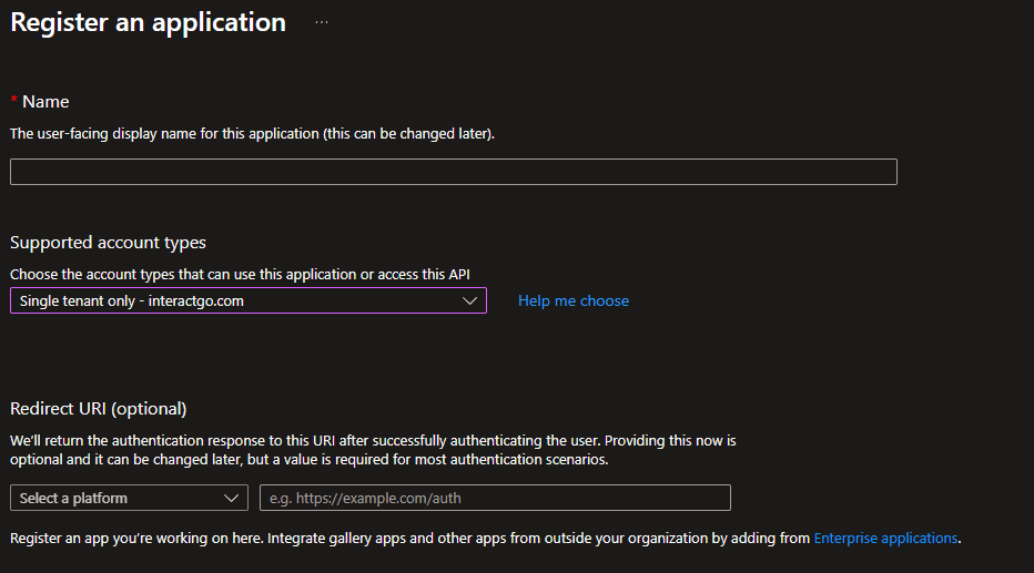 Register an application form