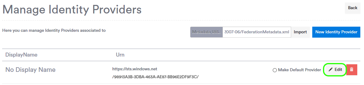 New identity provider in the list