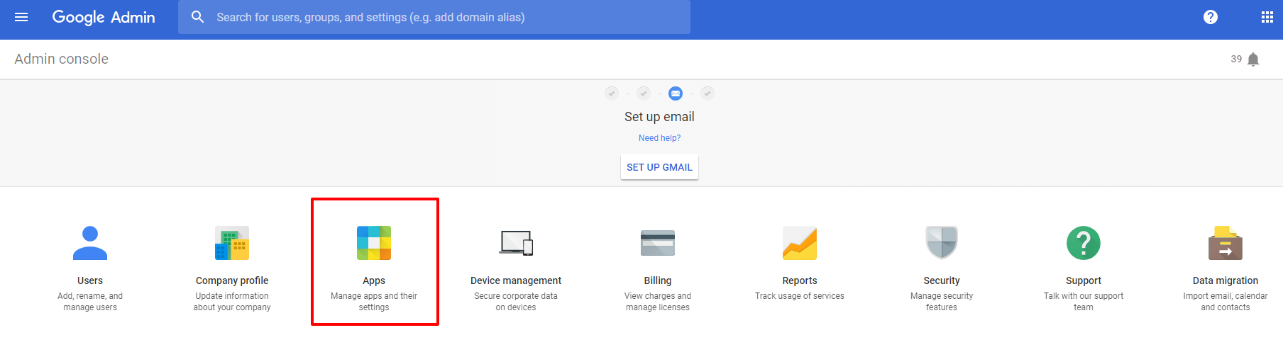 Google Workspace Admin console Apps