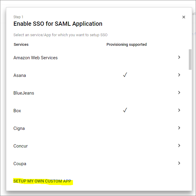 Set up a custom SAML app