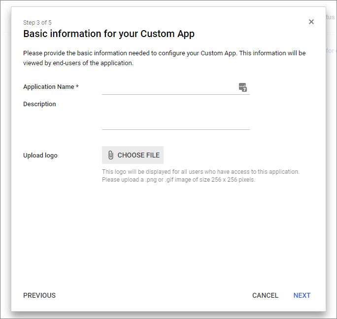 Name the SAML app in Google Workspace