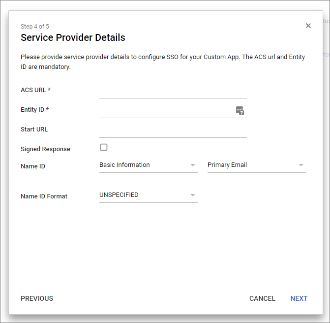 Configure service provider details in Google Workspace