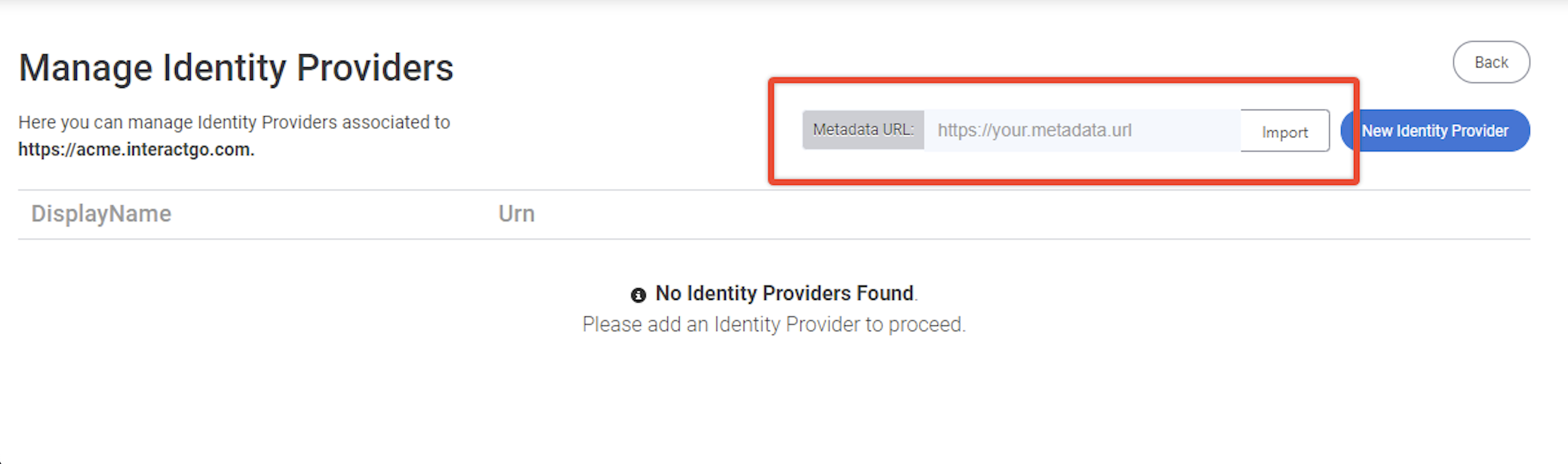 Import Okta metadata in Interact