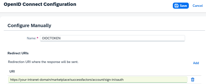 Redirect URI configuration