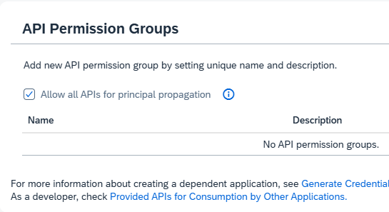 API permission configuration