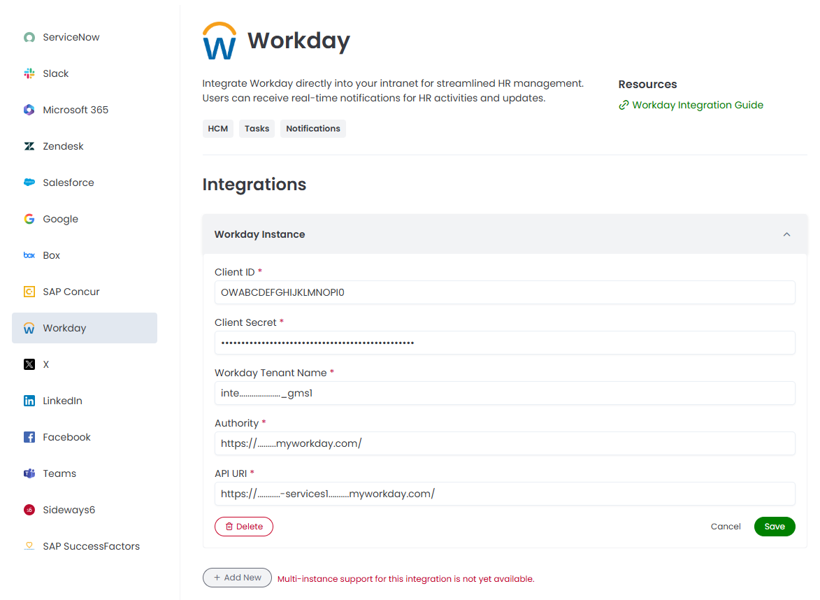 Workday Marketplace configuration